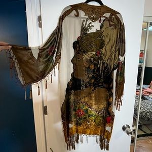 REAL vintage 1920s silk and velvet embroidered and beaded duster